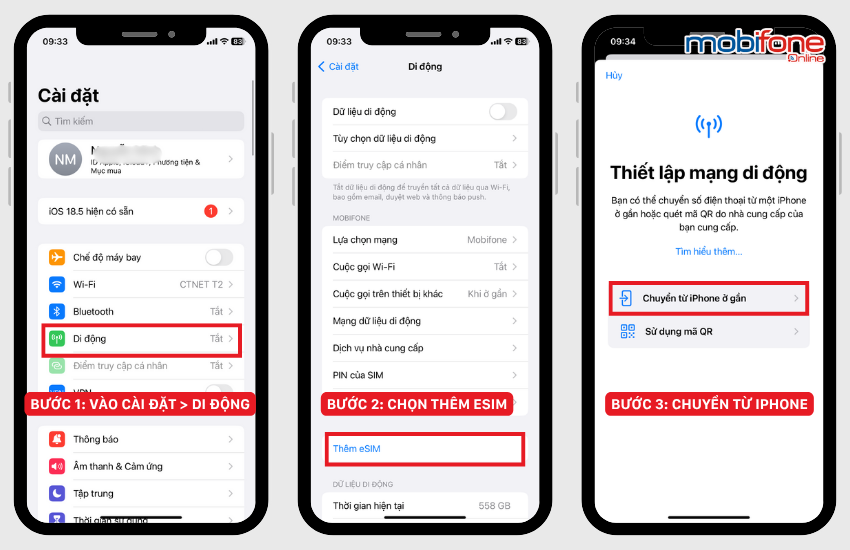 chuyen esim mobifone sang iphone moi