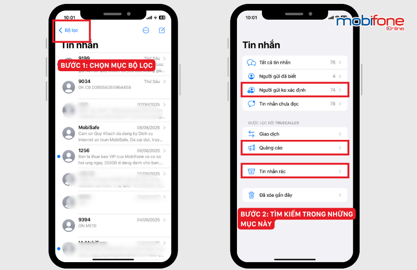 kiem tra tin nhan spam iphone