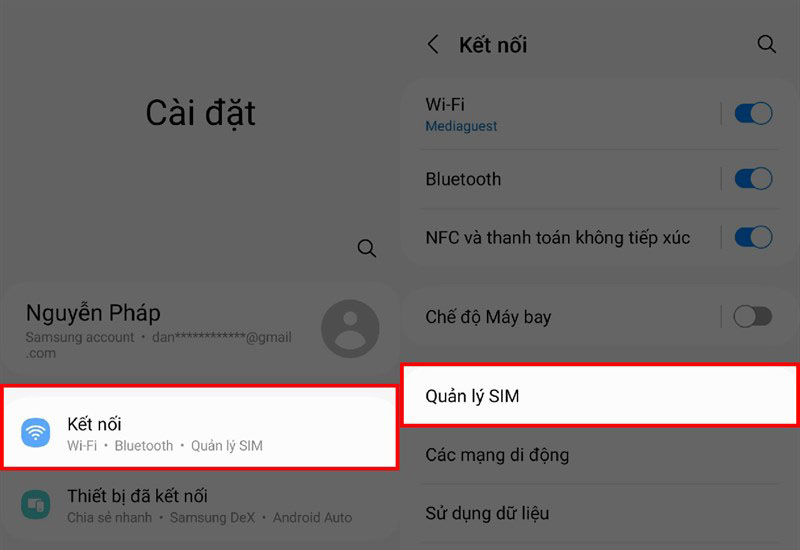 Them eSim trên SamSung